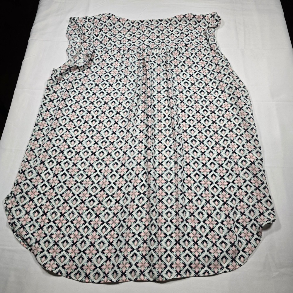 LOFT Women's L Floral Geometric Sleeveless Blouse Career Office Cottagecore - Picture 6 of 6